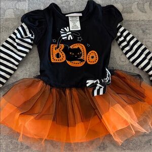 Bonnie Baby Black Dress with Striped Accents